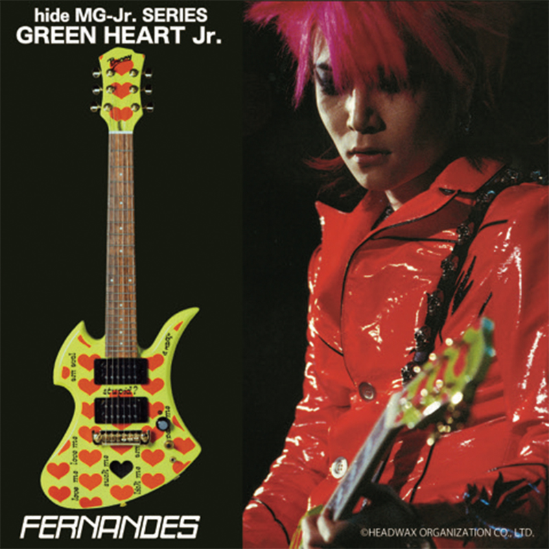 Fernandes Burny 大人気のhideモデルシリーズより スピーカー内蔵ミニギターの Green Heart Jr が新登場 こちらイケベ新製品情報局